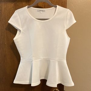NWOT White Cap sleeve Peplum top Medium